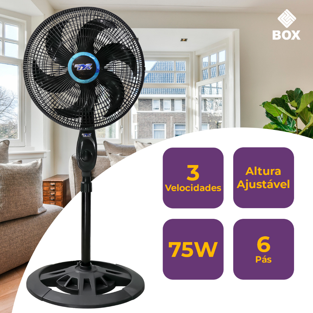 Ventilador De Coluna Chão Ajustável Com Pedestal Silencioso Dormir 40cm Turbo