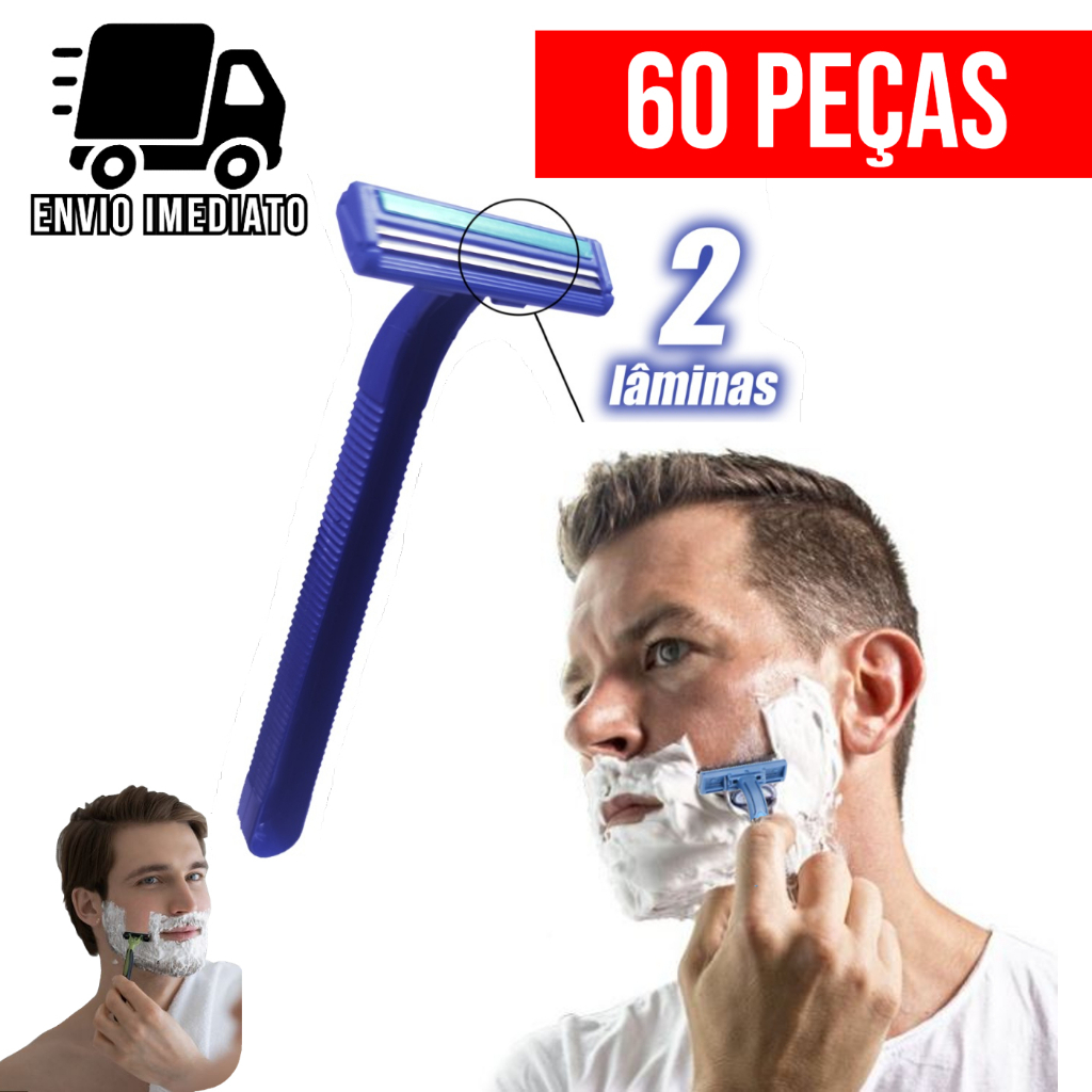 Barbeador Descartável Aparelho de Barbear com 2 Lâminas e Lubrificante