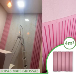 Kit 4m² Ripado BOLD Rosê 30x30 - 44 peças | Anti-impacto | Autocolante