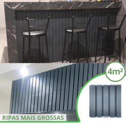 Kit 4m² Ripado BOLD Cinza Escuro 30x30 - 44 peças | Anti-impacto | Autocolante
