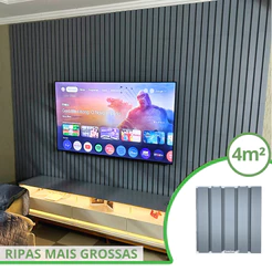 Kit 4m² Ripado BOLD Cinza Claro 30x30 - 44 peças | Anti-impacto | Autocolante