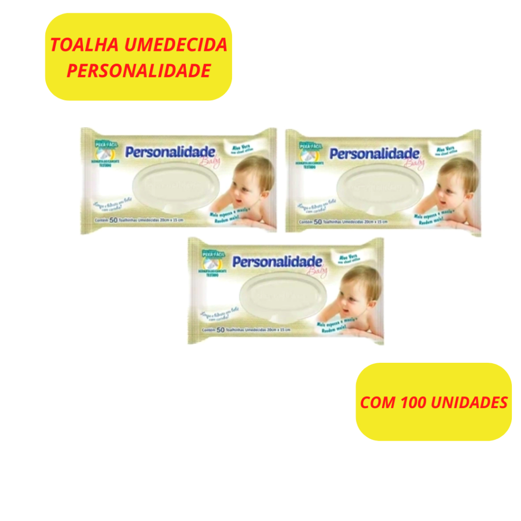 Toalha Umedecida Personalidade Baby Pacote C/100 Unitário ENVIO IMEDIATO