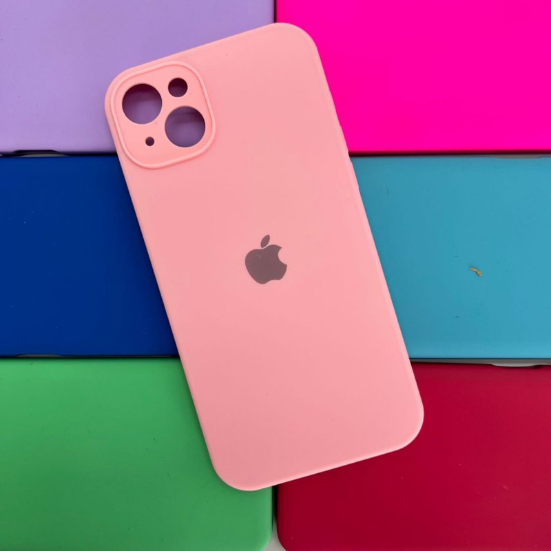 Kit 2 unidades (com  2 case) Capa capinha cilicone aveludado alto qualidade com proteção de câmera para iPhone 14 em Oferta na Shopee