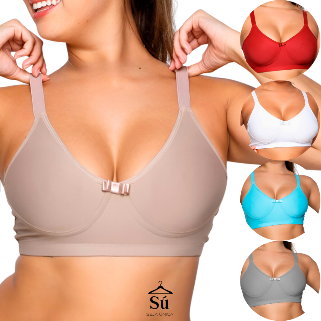 KIT 5 Sutiãs Plus Size Reforçado Soutien Alça de Sustentação Grossa Liso - ALTA SUSTENTAÇÃO em Oferta na Shopee