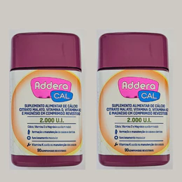 Kit 02 Addera Cal 2000UI Vitamina D + Cálcio com 90 Comp - ORIGINAL-