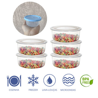 Conjunto Pote Mini Redondo 270ml Plástico Transparente com Tampa BPA FREE Pote Salada Gelatina