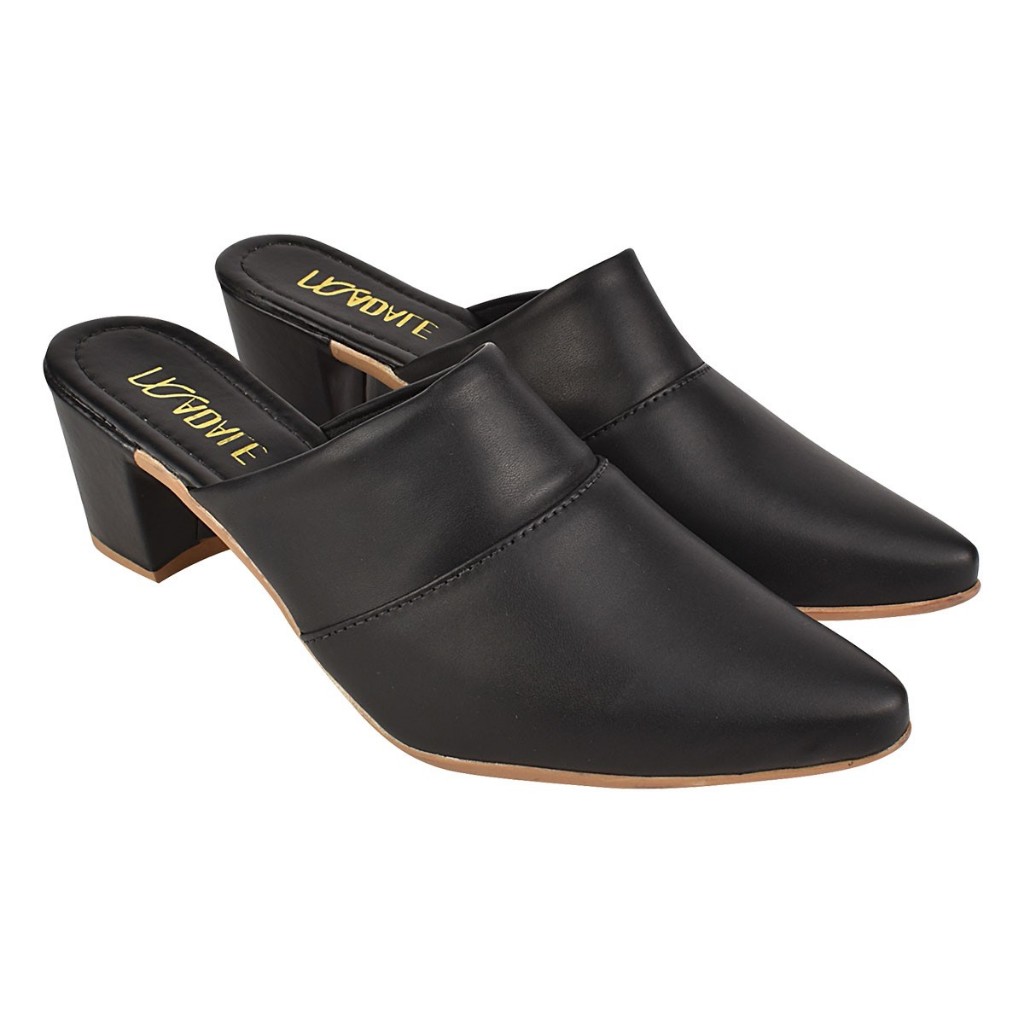 Scarpin Mule De Salto Feminino Bico Fino Preto