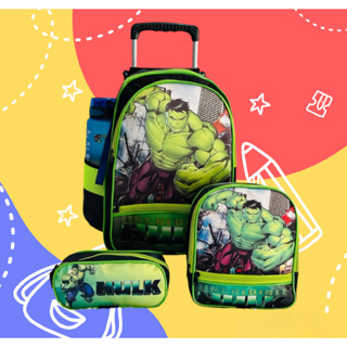 Kit Mochila Escolar Infantil Grande Com Rodinha Hulck em Oferta na Shopee
