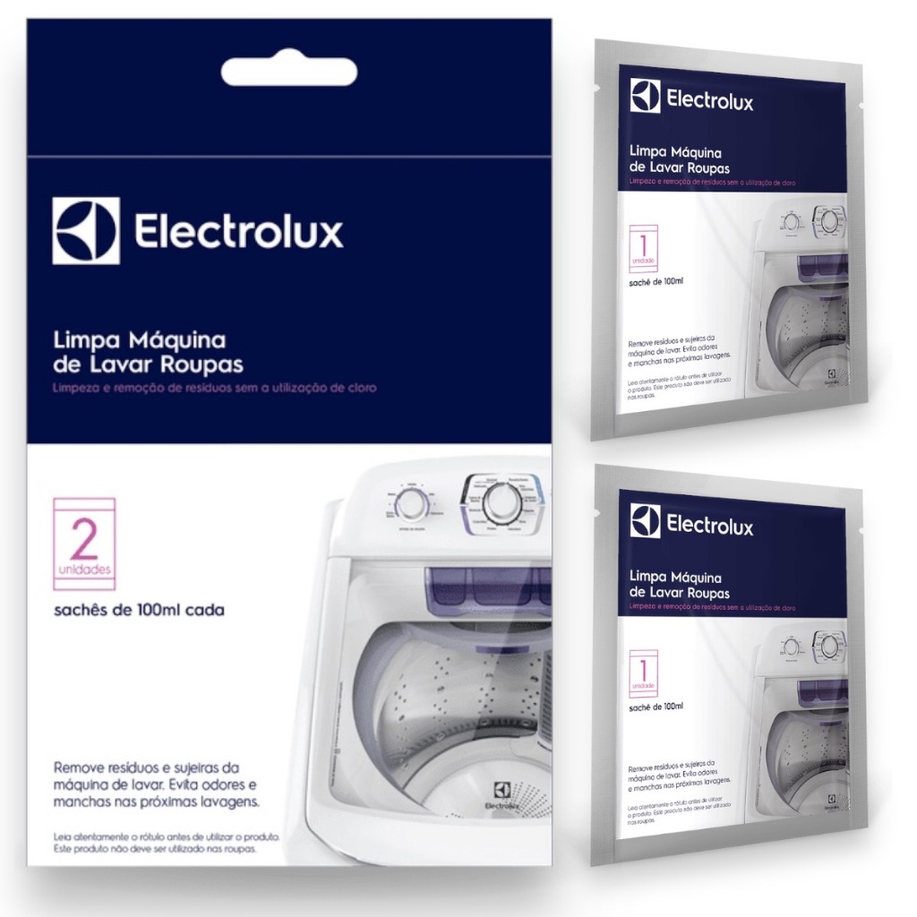 Kit 2 Sache de 100ml Limpa Maquina de Lavar Roupas Electrolux Original em Oferta na Shopee
