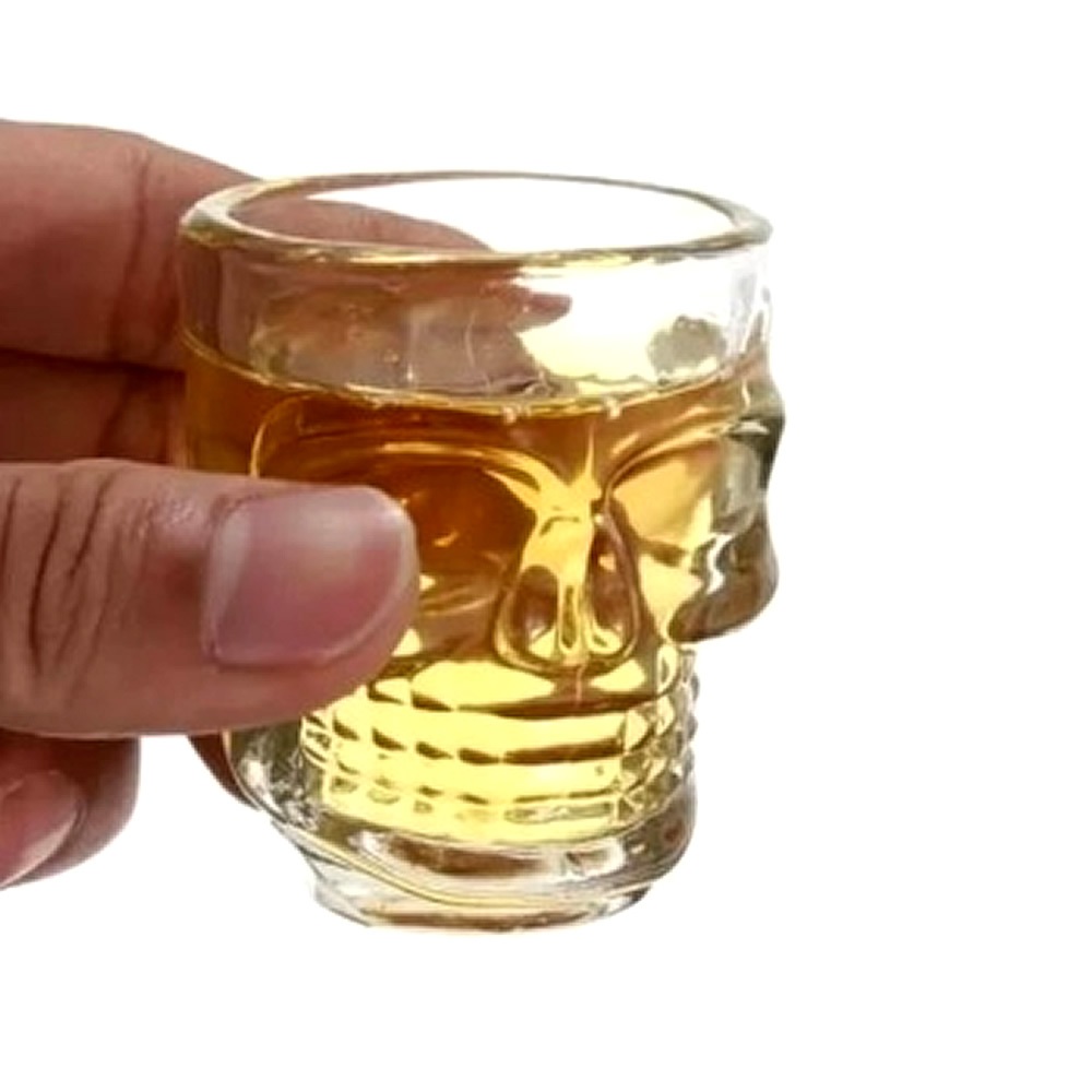 4x Copos de Vidro Caveira P/ Dose Shot Cachaça Tequila Vodka 50ml