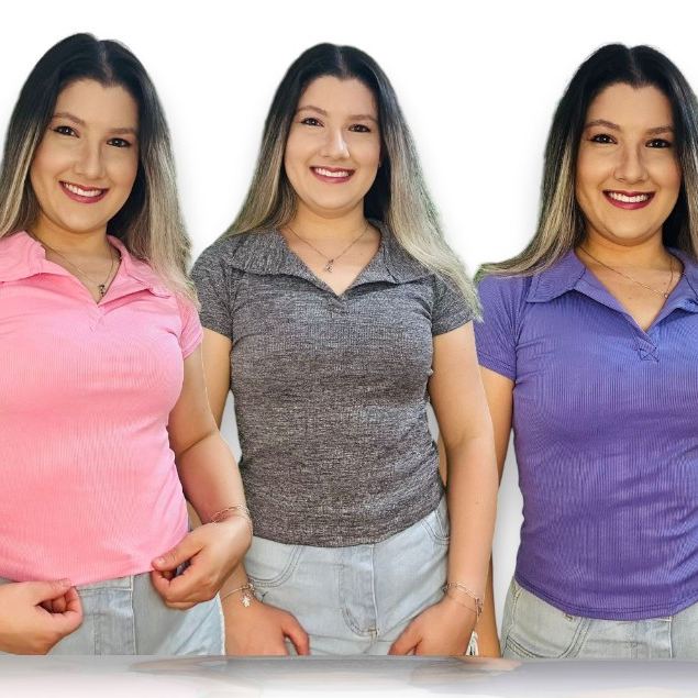 Blusa Polo Baby Look Modinha Tendência Blogueira em Oferta na Shopee