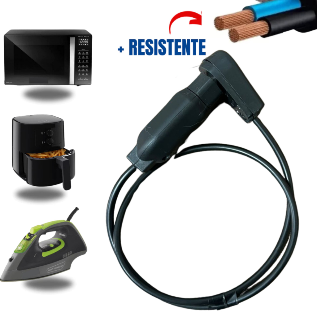 Extensão Elétrica para Air Fryer 1,5 Metros 10a/20a Bivolt