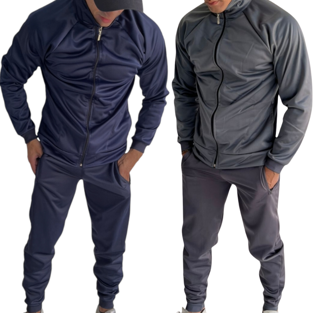Kit 2 Calça e Agasalho Chimpa Poliester Malha Esportiva Academia