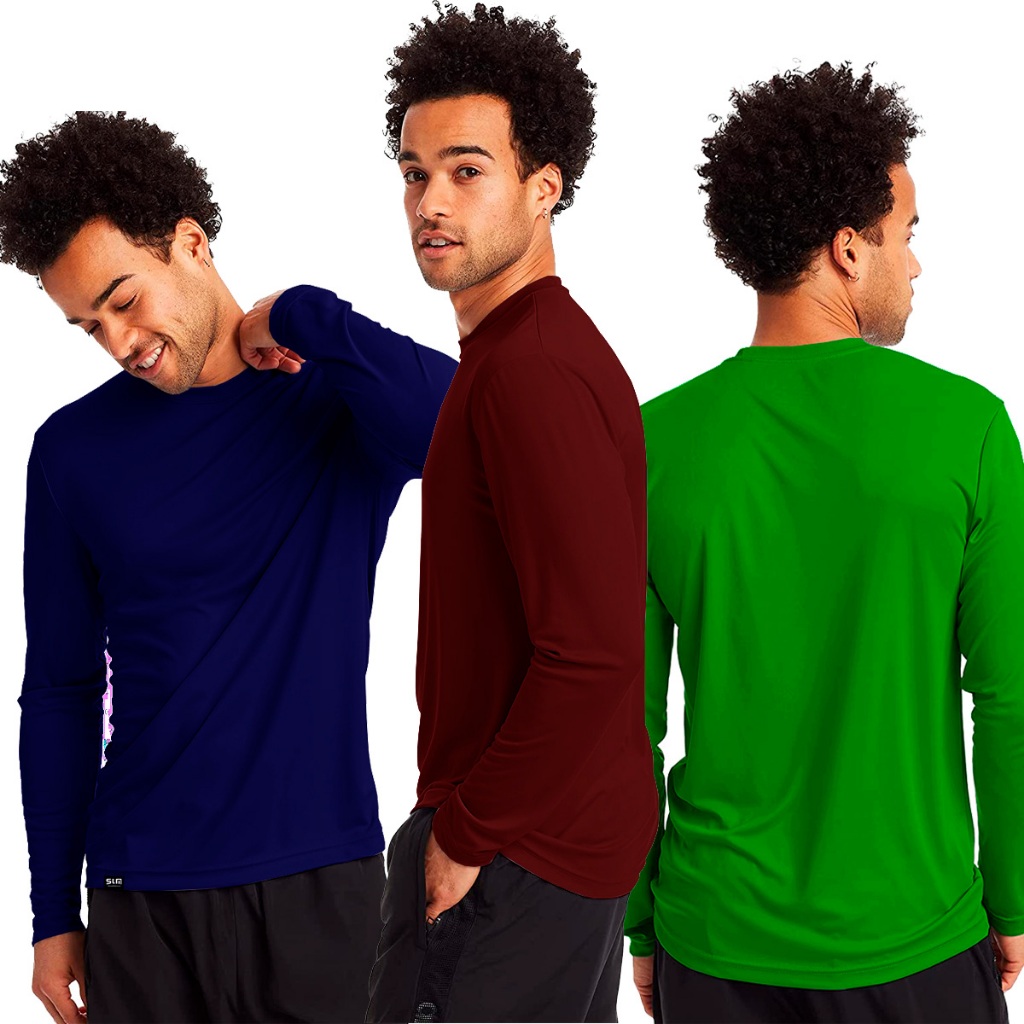 Kit com 3 Camisetas UVs Masculinas Proteção UV50+ - Preto - Marinho - Vinho