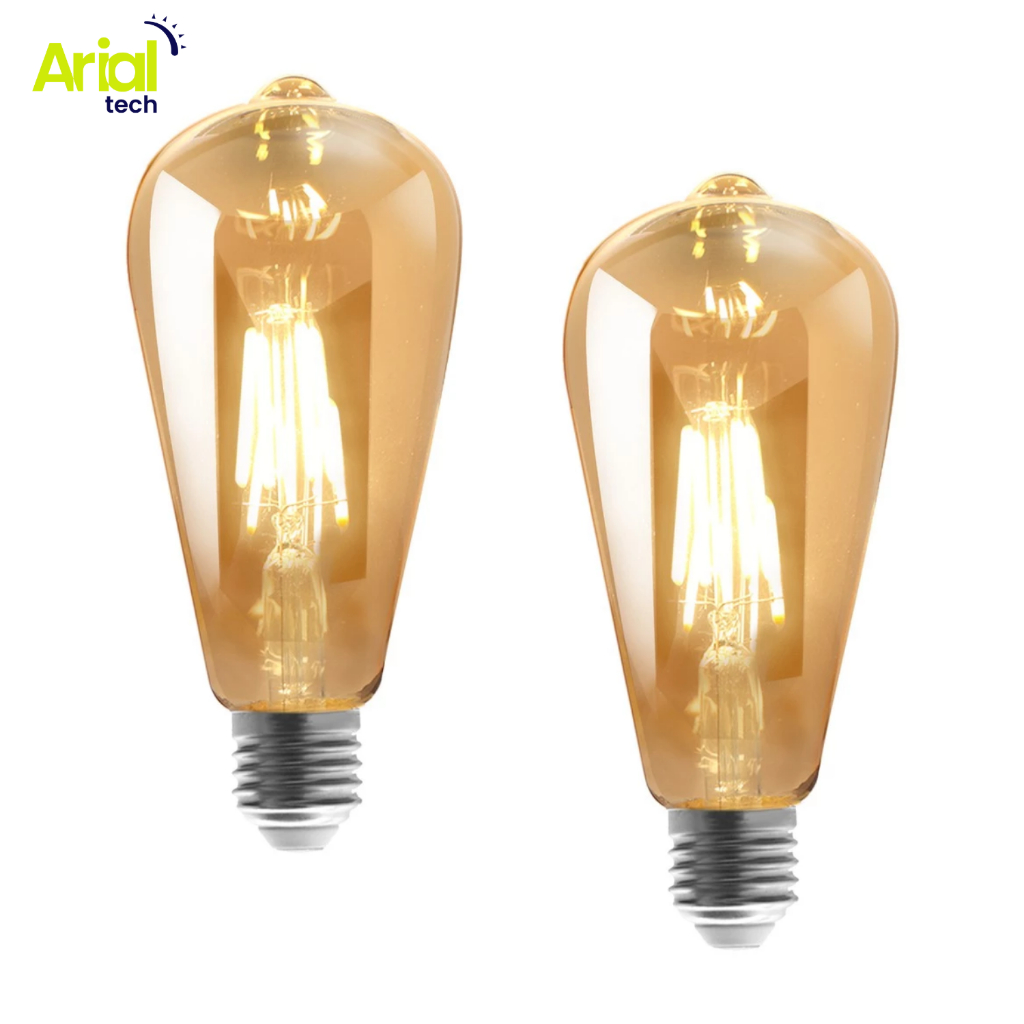 Kit 2 Lâmpadas Filamento Led Retrô Vintage St64 E27 Quente em Oferta na Shopee