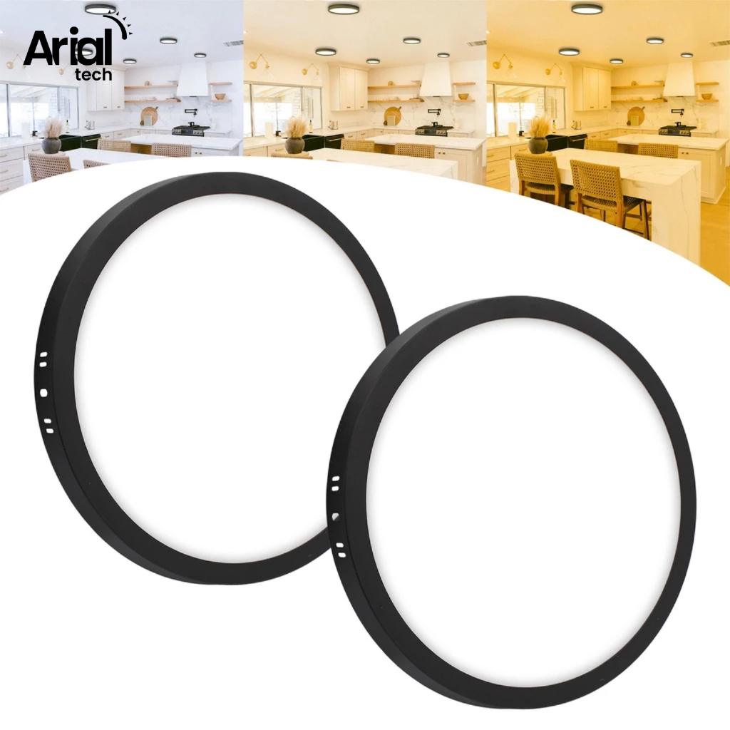 Kit 2 Painel Plafon Led 18w Sobrepor Redondo Cor Preto Bivolt em Oferta na Shopee