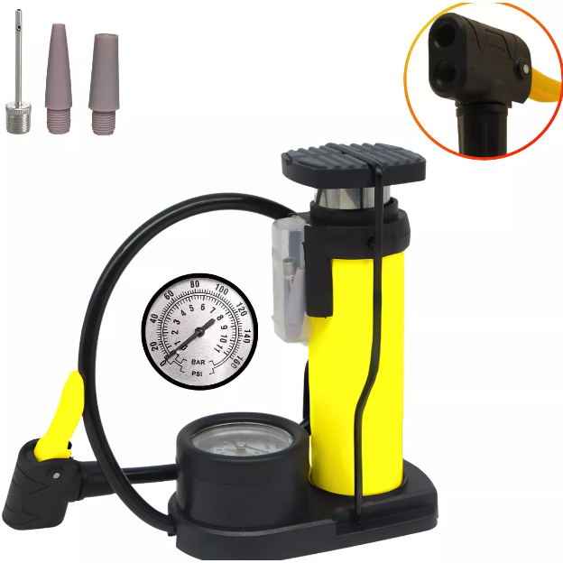 Bomba De Encher Pneus com Manômetro  Bicicleta Carro Moto Bola 160psi