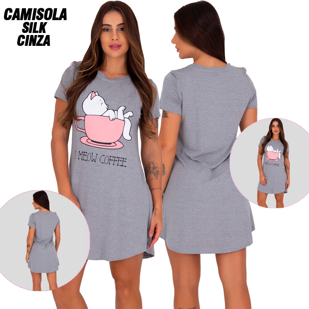 Camisola Silk Pets Good Sleep Pijama Verão Vestido de dormir - Women Clothes