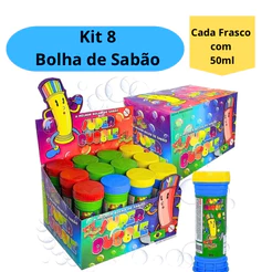 Kit 8 Bolha de Sabão Bolinha de Sabão Kit Festa Infantil Brinquedo Lembracinha Escolar