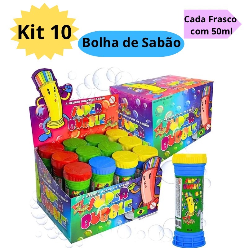 Kit 10 Bolha de Sabão Kit Festa Bolinha de Sabão Brinquedo Infantil Lembracinha Escolar em Oferta na Shopee