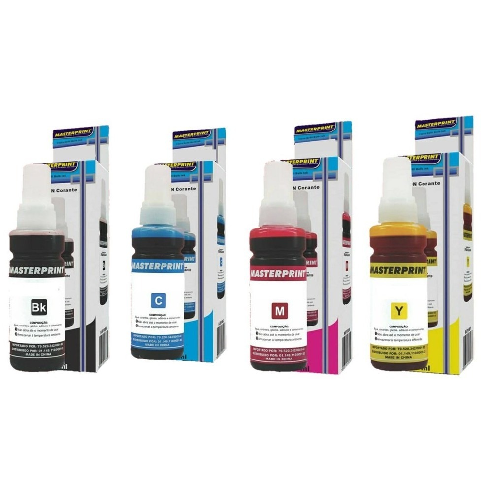 04 Tintas Compatível Epson L3110 L3150 L3210 L3250 T544 Bk C Y M