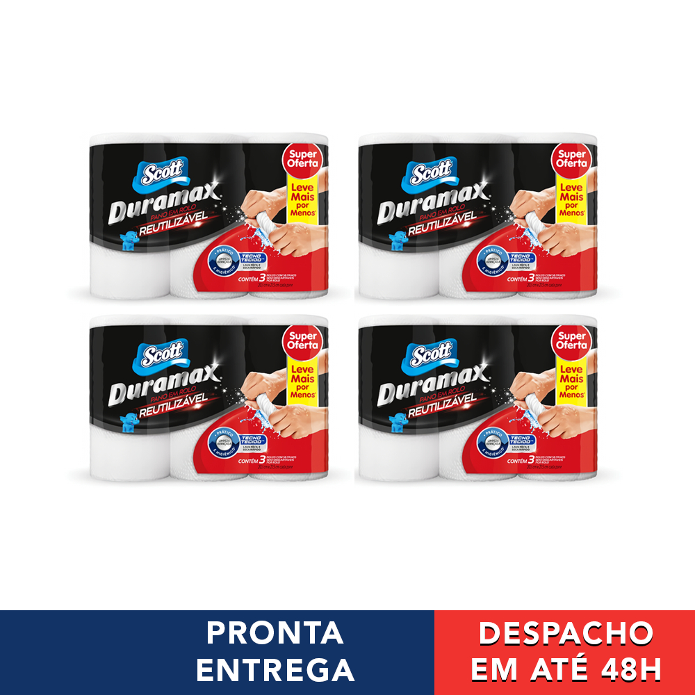 12Un Duramax Scott Branco Pano Multiuso Rolo Reutilizável Lavável em Oferta na Shopee