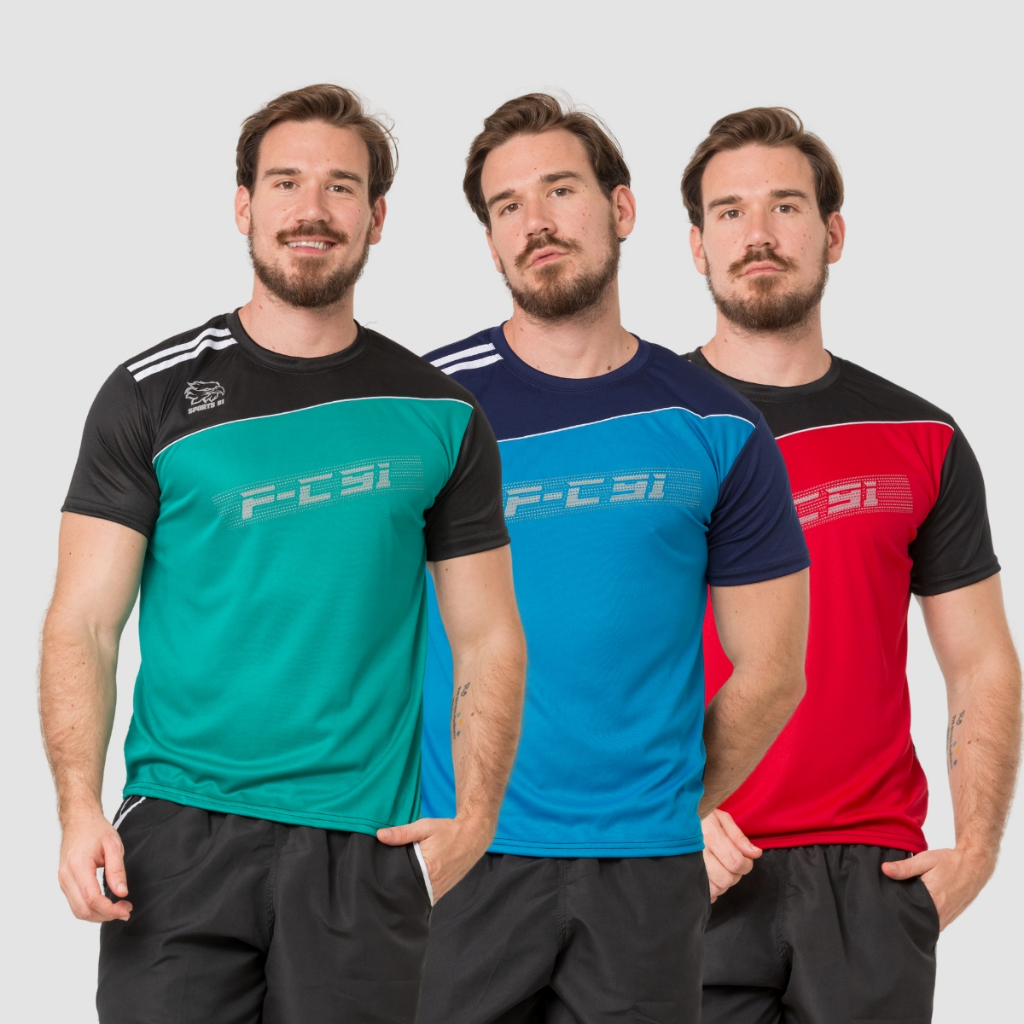 Kit 03 Camisa Masculina Poliester Fit Academia Manga Curta Esportivas Dry Fit
