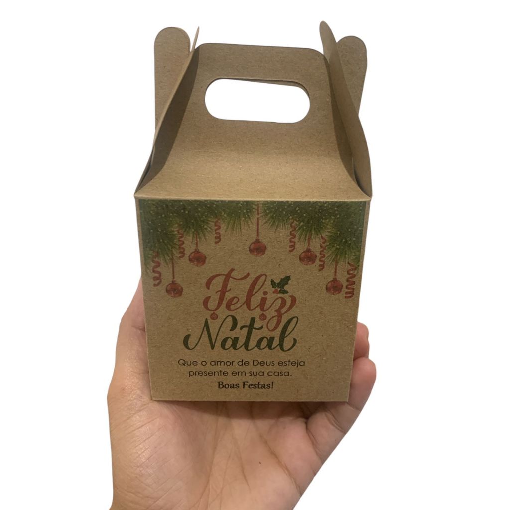 Caixinha Maletinha Natal Kraft Doces Lembrancinha Embalagem.