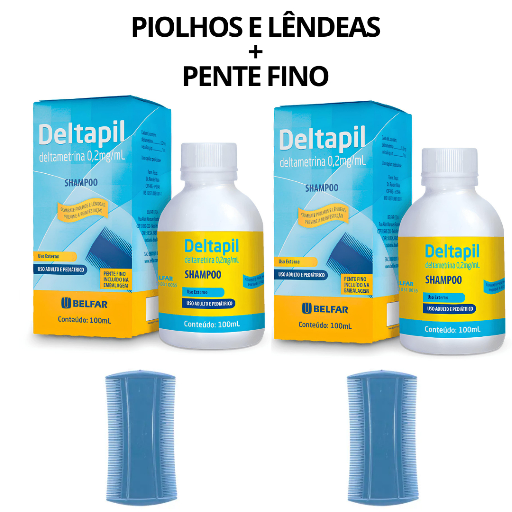 KIT 2x Shampoo Para Piolhos e Lêndeas Deltapil 100ml