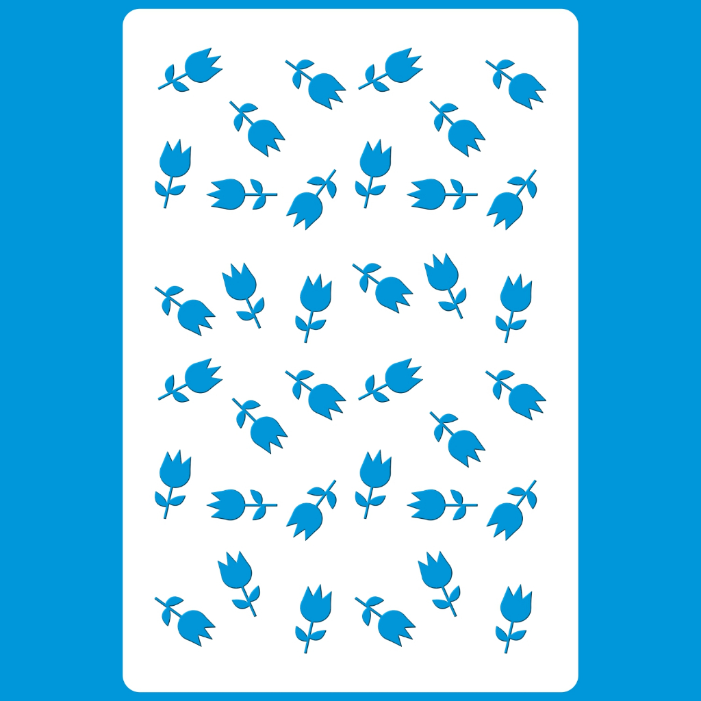 Stencil 8 X 12 Estampa Tulipinhas P Molde Vazado Pintura Tecido Mdf Madeira Camiseta Pano Prato