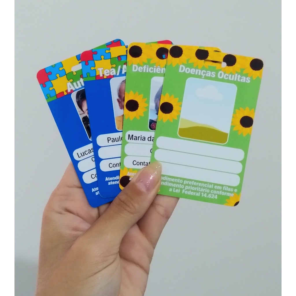 Crachá identificação autismo autista deficiência oculta girassol em Oferta na Shopee