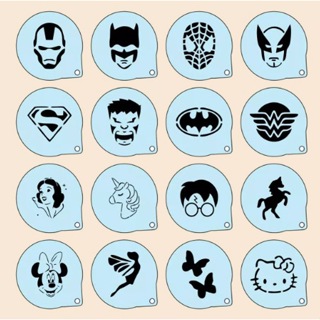 Stencil Facial Pintura rosto Kit 16 moldes vazados personagens em Oferta na Shopee