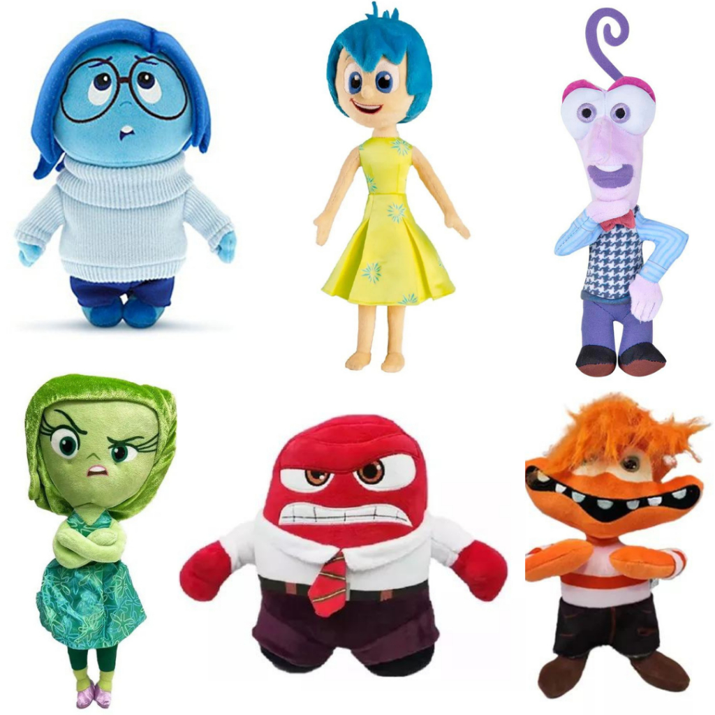 Pelúcia Divertidamente Disney Alegria Ansiedade Nojinho Medo Raiva Tristeza Vergonha Inveja 45cm Brinquedo Infantil