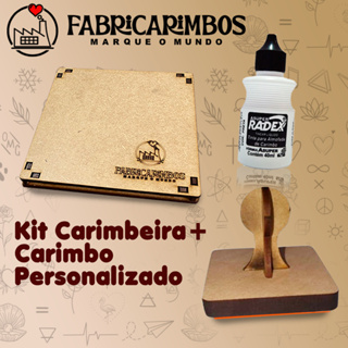 Kit Carimbo + Carimbeira + Tinta - Personalizado para Sacola Kraft / Tecido / Plástico Com Sua Logo em Oferta na Shopee