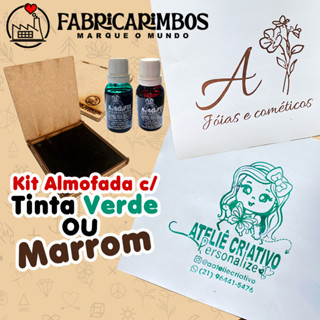 Almofada e Tinta Marrom ou Verde de Carimbo para Papel/Kraft/Papelão - 30ml Verde ou Marrom em Oferta na Shopee