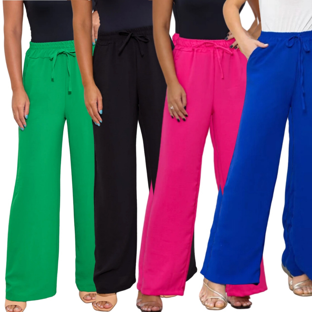 Calça Pantalona Com Bolso Cintura Alta Feminina ENVIO IMEDIATO