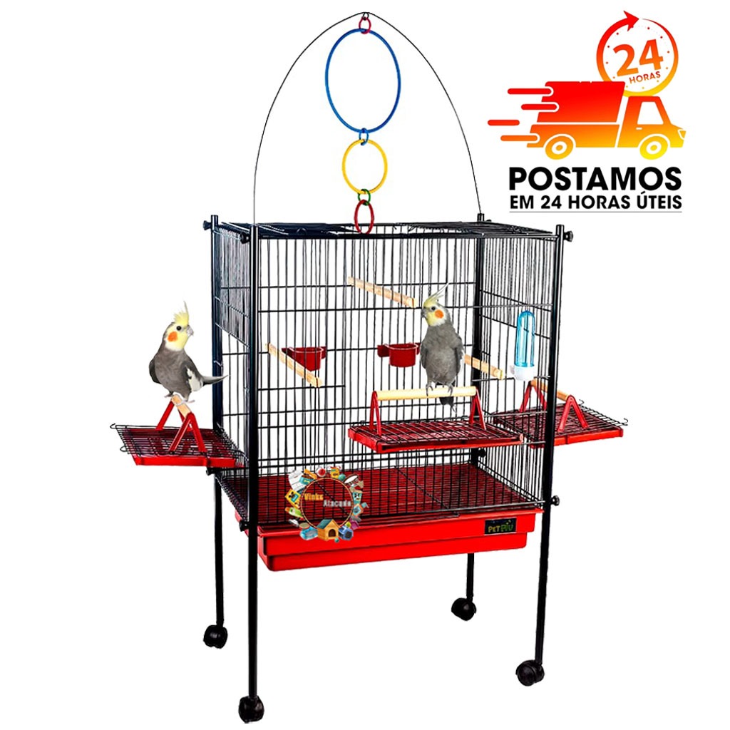 Viveiro Grande Para Calopsita Aves Mansas Triplex Black PlayGround JelPlast Gaiola Aberta Poleiro Madeira em Oferta na Shopee
