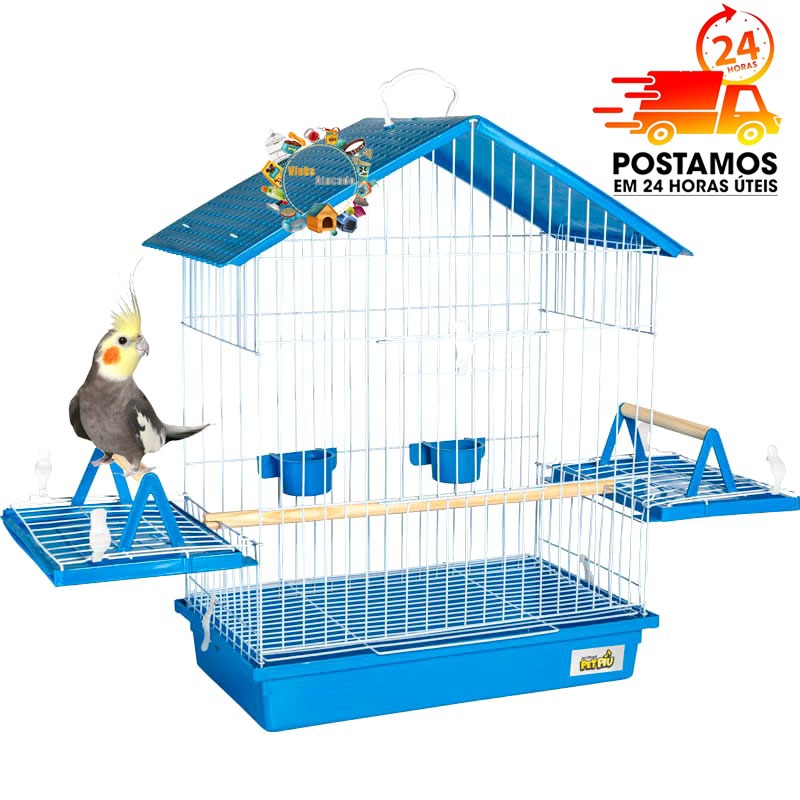 Gaiola Teto Plástico Jel Plast Aberta Poleiro Para Calopsita Ring Neck Pássaros Aves Mansas
