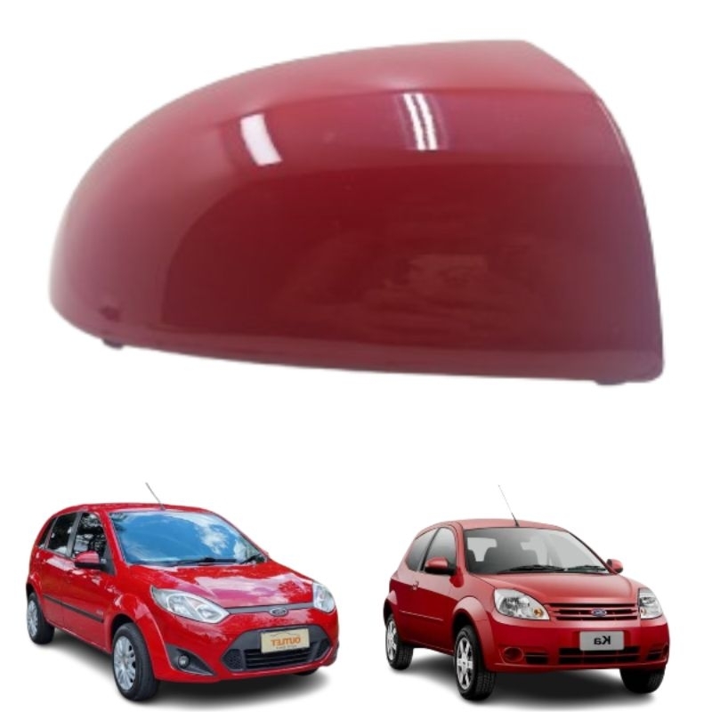 Capa Retrovisor Ford Fiesta e Ford Ka Original Lado Passageiro Vermelho Arpoador