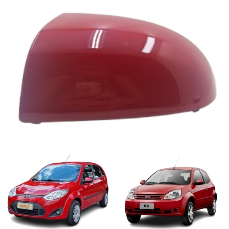 Capa Retrovisor Ford Fiesta e Ford Ka Original Lado Motorista Vermelho Arpoador