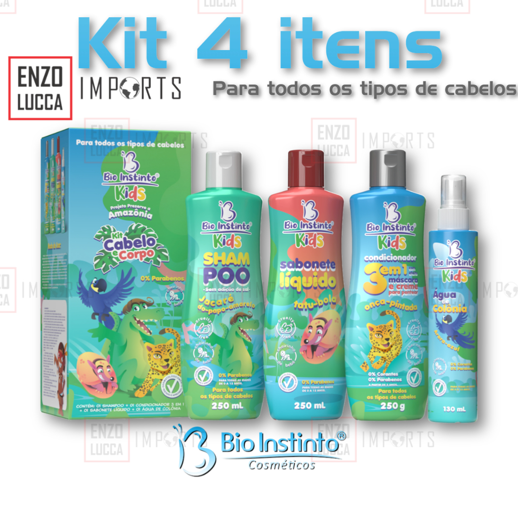 Kit Cabelo e Corpo Kids 4 Itens Bio Instinto