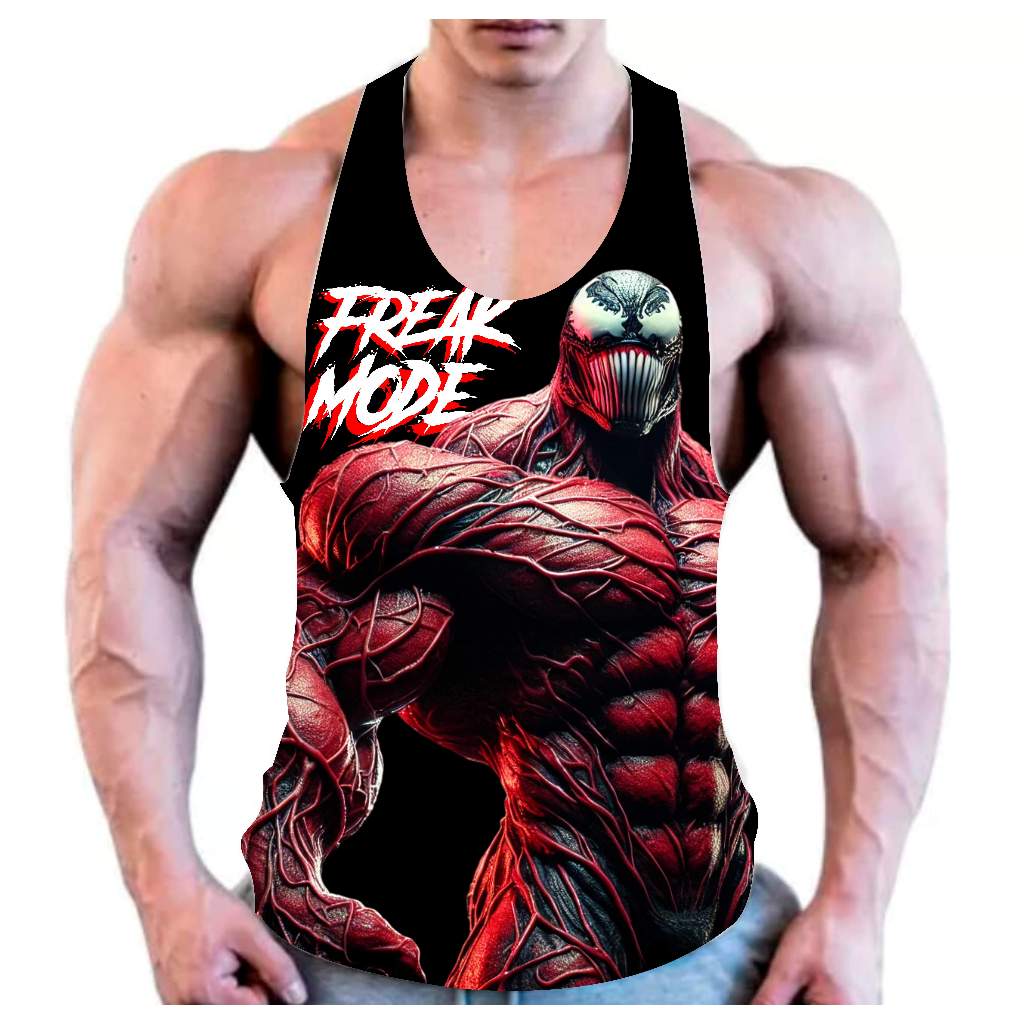 Regata cavada masculina treino musculação academia Venom red Freak