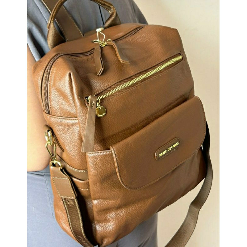 mochila bolsa feminina couro sintético coleção nova pavao de ouro