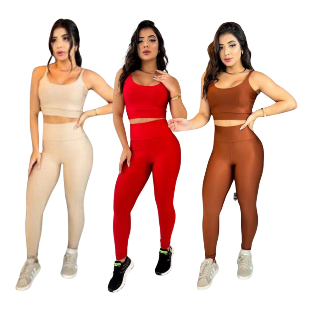 Conjunto top com calça bojo removível fitness academia feminino cintura alta moda zero tra...