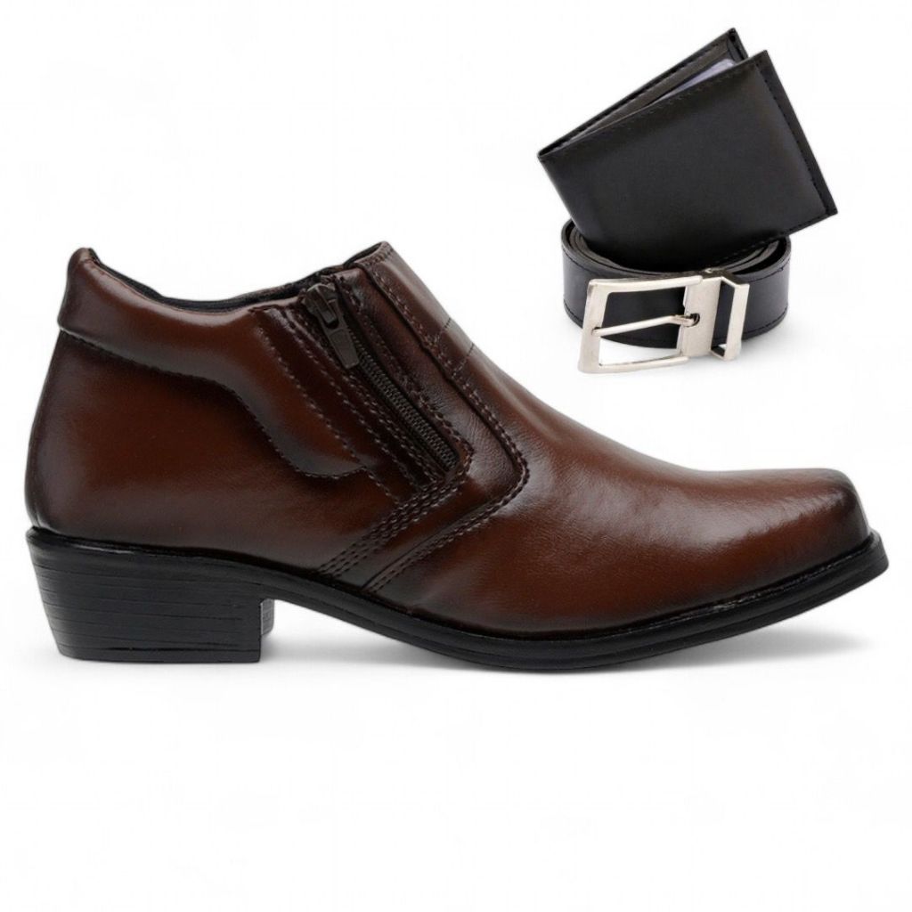 Botina Zíper Masculina Entrega Imediata Couro Preço de Fábrica Cinto e Carteira