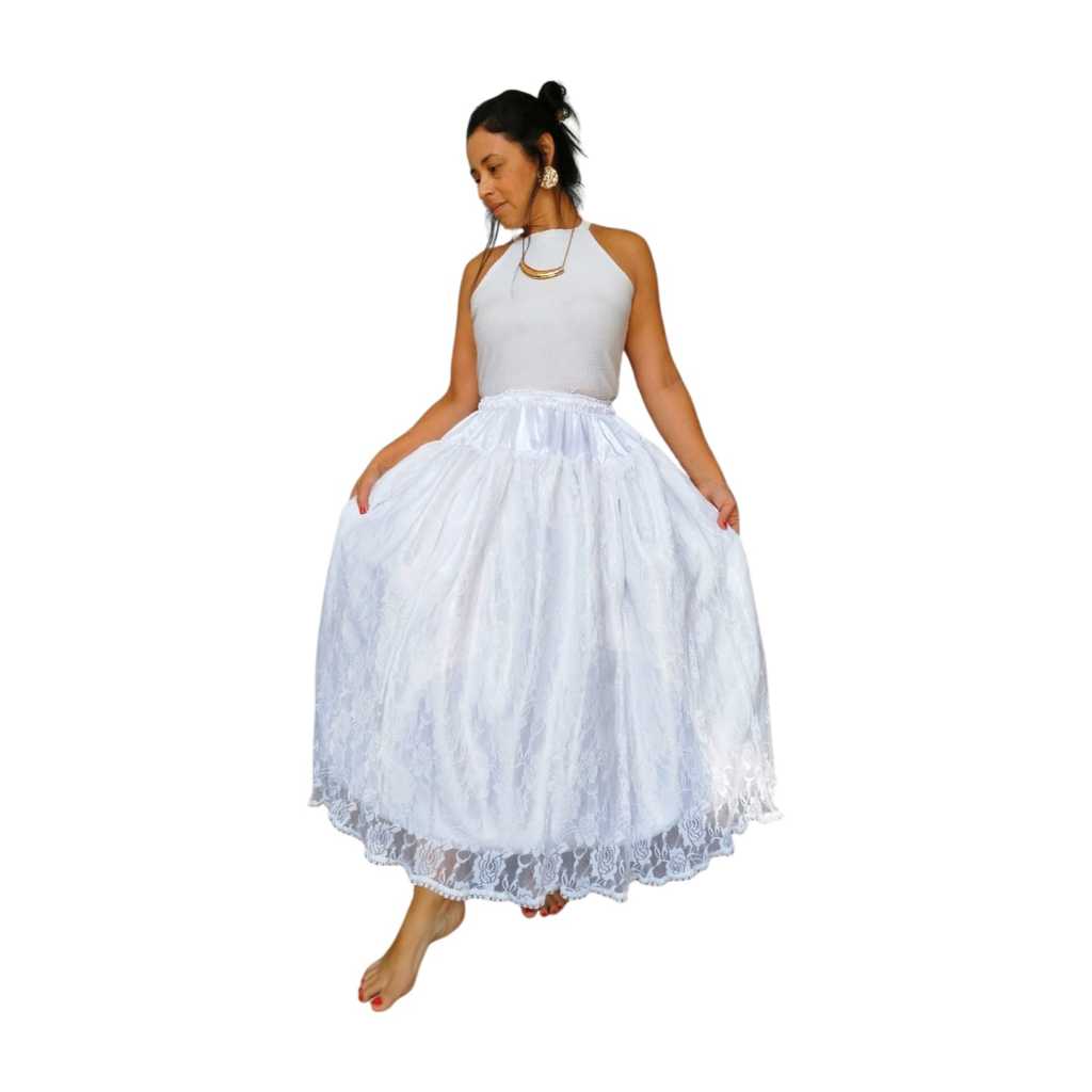 saia de renda umbanda e candomblé cigana roupa de umbanda 3 metros de roda em Oferta na Shopee