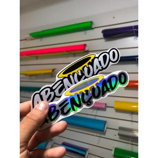 Adesivo ABENÇOADO holografico para moto bike em Oferta na Shopee