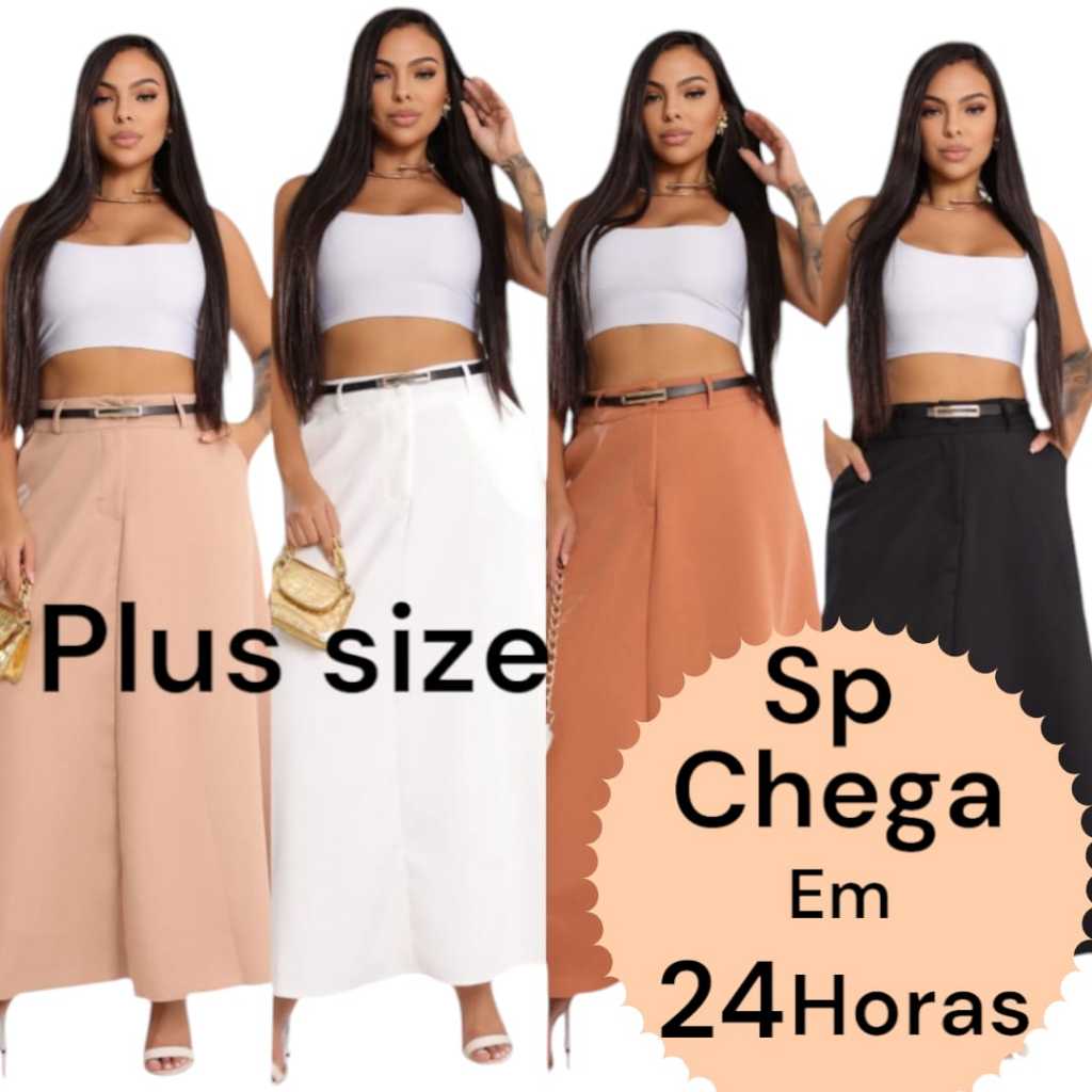 Saia  alfaiataria feminina plus size saia gode longa com bolço moda evagelica