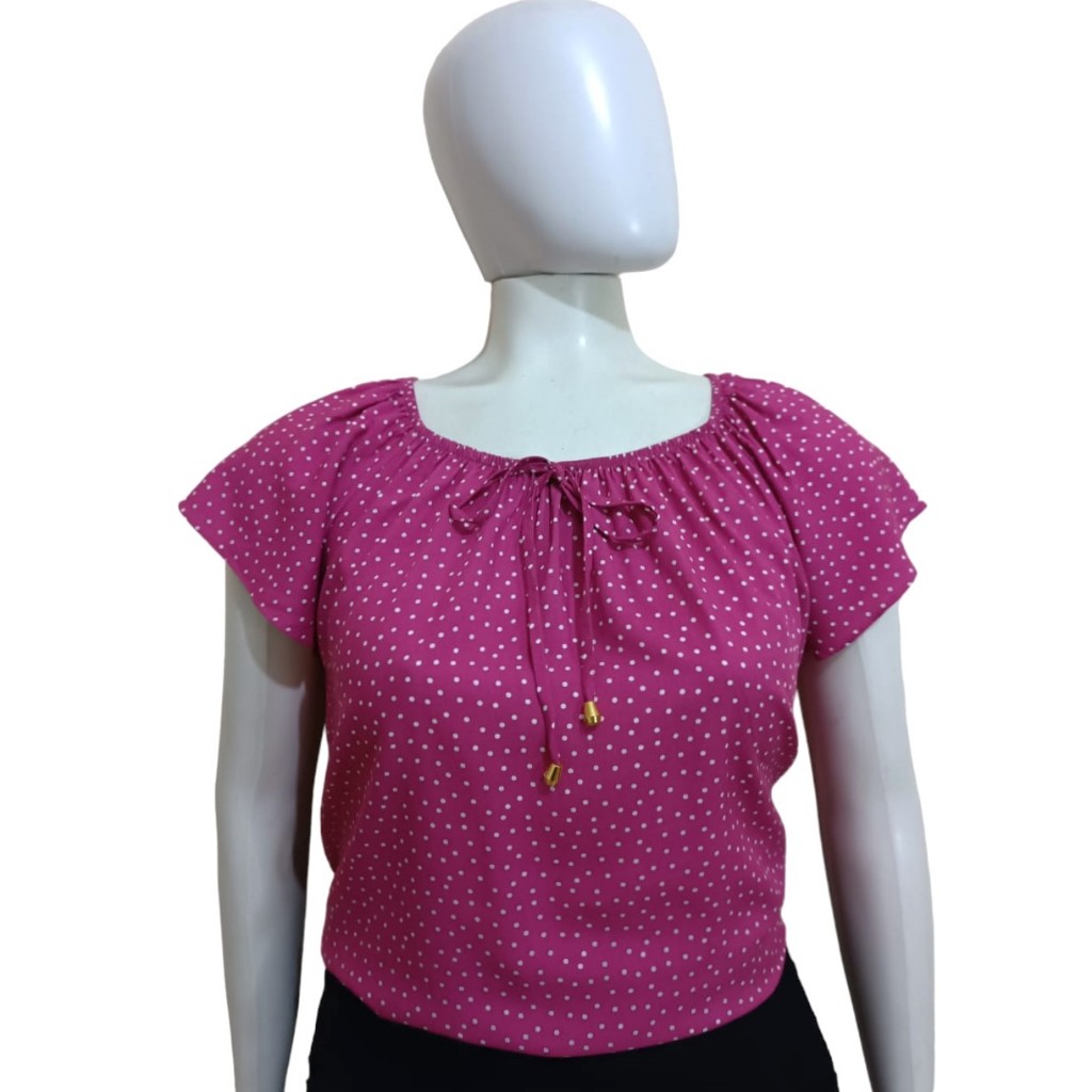 Blusa Blusinha Ciganinha Plus Size Ombro a Ombro Feminina Viscose Estampada