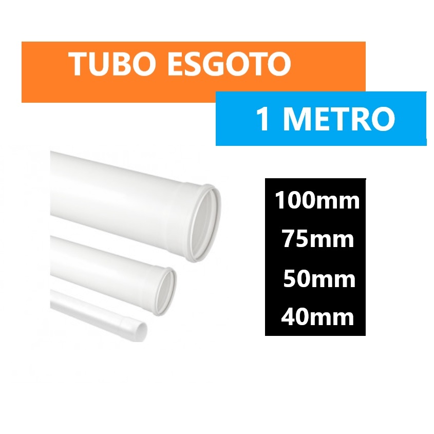 Tubo Cano Esgoto PVC 40mm 50mm 75mm 100mm Barra 1 Metro Para Instalaçao Hidraulica Krona